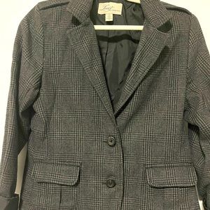 Women Grey & black wool blazer nylon interior